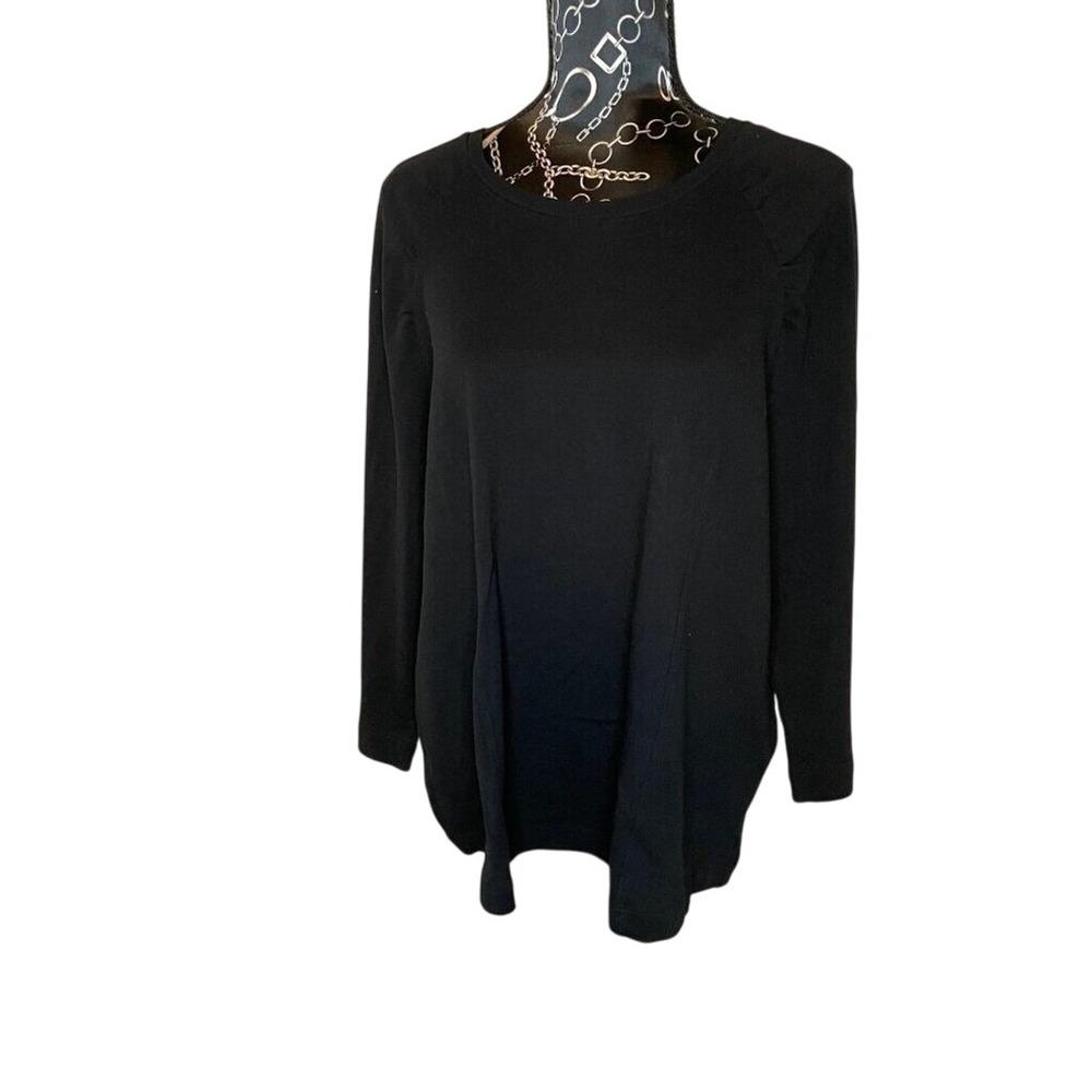 Banana Republic Black Long Sleeve Top, Ruffle Shoulder Detail XL‎